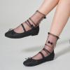 imageTrary Flats for Women Closed Round Toe Ballet Flats Mary Jane Shoes Women with Elastic Strap Cute Bowknot Comfortable Dress Shoes for AllYear Daily Work Casual WearMesh Black
