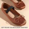 imageTrary Flats for Women Closed Round Toe Ballet Flats Mary Jane Shoes Women with Elastic Strap Cute Bowknot Comfortable Dress Shoes for AllYear Daily Work Casual WearBrown