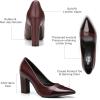 imageTrary Heels for Women Closed Pointed Toe Chunky Pumps Shoes Women Block High Heels Comfortable SlipOn Dress Office Party Wedding Shoes 354quot HeelBurgundy