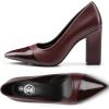 imageTrary Heels for Women Closed Pointed Toe Chunky Pumps Shoes Women Block High Heels Comfortable SlipOn Dress Office Party Wedding Shoes 354quot HeelBurgundy
