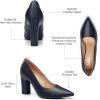 imageTrary Heels for Women Closed Pointed Toe Chunky Pumps Shoes Women Block High Heels Comfortable SlipOn Dress Office Party Wedding Shoes 354quot HeelNavy Blue