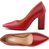 imageTrary Heels for Women Closed Pointed Toe Chunky Pumps Shoes Women Block High Heels Comfortable SlipOn Dress Office Party Wedding Shoes 354quot HeelRed