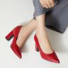 imageTrary Heels for Women Closed Pointed Toe Chunky Pumps Shoes Women Block High Heels Comfortable SlipOn Dress Office Party Wedding Shoes 354quot HeelRed