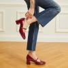 imageTrary Mary Jane Shoes Women Chunky Mary Janes Heels for Women Shoes Dressy Casual Dress Shoes for Women Block Heels Closed Toe Mary Jane PumpsBurgundy