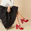 imageTrary Mary Jane Shoes Women Heels Platform Chunky Block High Heels with Double Strap Womens Pumps Comfortable Dress Pumps for Party Wedding Office Round Toe Heel ShoesPatentred