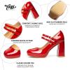 imageTrary Mary Jane Shoes Women Heels Platform Chunky Block High Heels with Double Strap Womens Pumps Comfortable Dress Pumps for Party Wedding Office Round Toe Heel ShoesPatentred