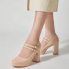 imageTrary Mary Jane Shoes Women Heels Platform Chunky Block High Heels with Double Strap Womens Pumps Comfortable Dress Pumps for Party Wedding Office Round Toe Heel ShoesPatent Nude