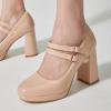 imageTrary Mary Jane Shoes Women Heels Platform Chunky Block High Heels with Double Strap Womens Pumps Comfortable Dress Pumps for Party Wedding Office Round Toe Heel ShoesPatent Nude