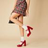 imageTrary Mary Jane Shoes Women Heels Platform Chunky Block High Heels with Double Strap Womens Pumps Comfortable Dress Pumps for Party Wedding Office Round Toe Heel ShoesPatentred