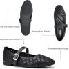 imageTrary Mary Jane Shoes Women Hollow Flats for Women Ballet Flats Shoes Squared Toe Mary Jane Flats Ankle Strap Flats Shoes Dressy ComfortableBlack