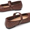 imageTrary Mary Jane Shoes Women Hollow Flats for Women Ballet Flats Shoes Squared Toe Mary Jane Flats Ankle Strap Flats Shoes Dressy ComfortableCoffee