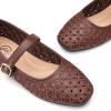 imageTrary Mary Jane Shoes Women Hollow Flats for Women Ballet Flats Shoes Squared Toe Mary Jane Flats Ankle Strap Flats Shoes Dressy ComfortableCoffee