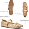imageTrary Mary Jane Shoes Women Hollow Flats for Women Ballet Flats Shoes Squared Toe Mary Jane Flats Ankle Strap Flats Shoes Dressy ComfortableGold