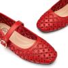 imageTrary Mary Jane Shoes Women Hollow Flats for Women Ballet Flats Shoes Squared Toe Mary Jane Flats Ankle Strap Flats Shoes Dressy ComfortableRed