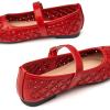 imageTrary Mary Jane Shoes Women Hollow Flats for Women Ballet Flats Shoes Squared Toe Mary Jane Flats Ankle Strap Flats Shoes Dressy ComfortableRed