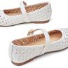 imageTrary Mary Jane Shoes Women Hollow Flats for Women Ballet Flats Shoes Squared Toe Mary Jane Flats Ankle Strap Flats Shoes Dressy ComfortableWhite