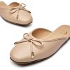 imageTrary Mules for Women 2025 Womens Mules Slip on Comfortable Bow Pointed Toe Womens Loafers Backless Flats Mules Shoes for Women with KnotNude