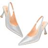 imageTrary Slingback Heels for Women  Pointed Toe Pumps Comfortable ampamp Stylish for Parties ampamp Work  32inch High Heels Rhinestone ampamp Glitter Dressy ShoesSilver