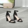imageTrary Wedding Shoes for Bride Heels for Women Rubber Sole and Insole Provide Excellent CushionBlack Pu