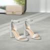 imageTrary Wedding Shoes for Bride Heels for Women Rubber Sole and Insole Provide Excellent CushionLight Gray Pu