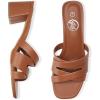 imageTrary Womens Sandals Square Toe Heels Sandals 2inch Black White Nude Chunky Block Heels SandalsAbrown