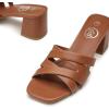 imageTrary Womens Sandals Square Toe Heels Sandals 2inch Black White Nude Chunky Block Heels SandalsAbrown