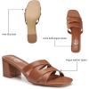 imageTrary Womens Sandals Square Toe Heels Sandals 2inch Black White Nude Chunky Block Heels SandalsAbrown