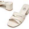 imageTrary Womens Sandals Square Toe Heels Sandals 2inch Black White Nude Chunky Block Heels SandalsAwhite