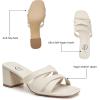 imageTrary Womens Sandals Square Toe Heels Sandals 2inch Black White Nude Chunky Block Heels SandalsAwhite