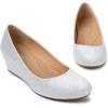 imageTrary Womens Wedges Heels for Women Pumps Round Toe Mid Heels Comfortable Closed Toe Dressy Shoes Women Pumps Wedge Shoes for Wedding Work Office Party 18 InchesSilver Glitter
