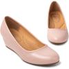 imageTrary Womens Wedges Heels for Women Pumps Round Toe Mid Heels Comfortable Closed Toe Dressy Shoes Women Pumps Wedge Shoes for Wedding Work Office Party 18 InchesPink