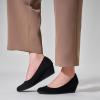 imageTrary Womens Wedges Heels for Women Pumps Round Toe Mid Heels Comfortable Closed Toe Dressy Shoes Women Pumps Wedge Shoes for Wedding Work Office Party 18 InchesSuede Black
