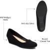 imageTrary Womens Wedges Heels for Women Pumps Round Toe Mid Heels Comfortable Closed Toe Dressy Shoes Women Pumps Wedge Shoes for Wedding Work Office Party 18 InchesSuede Black