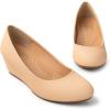 imageTrary Womens Wedges Heels for Women Pumps Round Toe Mid Heels Comfortable Closed Toe Dressy Shoes Women Pumps Wedge Shoes for Wedding Work Office Party 18 InchesNude Nubuck
