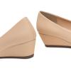 imageTrary Womens Wedges Heels for Women Pumps Round Toe Mid Heels Comfortable Closed Toe Dressy Shoes Women Pumps Wedge Shoes for Wedding Work Office Party 18 InchesNude Nubuck