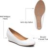 imageTrary Womens Wedges Heels for Women Pumps Round Toe Mid Heels Comfortable Closed Toe Dressy Shoes Women Pumps Wedge Shoes for Wedding Work Office Party 18 InchesPu White