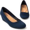 imageTrary Womens Wedges Heels for Women Pumps Round Toe Mid Heels Comfortable Closed Toe Dressy Shoes Women Pumps Wedge Shoes for Wedding Work Office Party 18 InchesNavy Blue