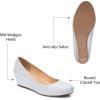 imageTrary Womens Wedges Heels for Women Pumps Round Toe Mid Heels Comfortable Closed Toe Dressy Shoes Women Pumps Wedge Shoes for Wedding Work Office Party 18 InchesSilver Glitter