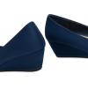 imageTrary Womens Wedges Heels for Women Pumps Round Toe Mid Heels Comfortable Closed Toe Dressy Shoes Women Pumps Wedge Shoes for Wedding Work Office Party 18 InchesNavy Blue
