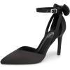 imageTrary Heels for Women Closed Pointed Toe Heels Womens Pumps Stiletto High Shoes with Bow Knot Comfortable Ankle Strap Office Party Wedding Dress Shoes 374quot HeelBlack