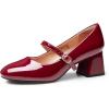 imageTrary Mary Jane Shoes Women Chunky Mary Janes Heels for Women Shoes Dressy Casual Dress Shoes for Women Block Heels Closed Toe Mary Jane PumpsBurgundy