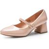 imageTrary Mary Jane Shoes Women Chunky Mary Janes Heels for Women Shoes Dressy Casual Dress Shoes for Women Block Heels Closed Toe Mary Jane PumpsNude