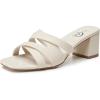 imageTrary Womens Sandals Square Toe Heels Sandals 2inch Black White Nude Chunky Block Heels SandalsAwhite