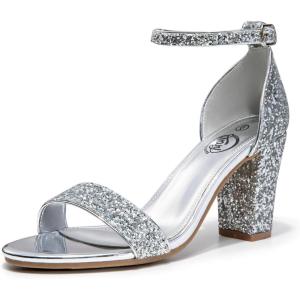 imageTrary Wedding Shoes for Bride Heels for Women Rubber Sole and Insole Provide Excellent CushionSilver Sparkly