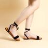 imageTrary Womens Lace Up Open Toe Strappy Sandals Ankle Wrap Flat Dressy Tie Up Summer FootwearBlack