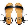 imageTrary Womens Lace Up Open Toe Strappy Sandals Ankle Wrap Flat Dressy Tie Up Summer FootwearBlack