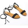 imageTrary Womens Lace Up Open Toe Strappy Sandals Ankle Wrap Flat Dressy Tie Up Summer FootwearBlack