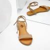 imageTrary Womens Lace Up Open Toe Strappy Sandals Ankle Wrap Flat Dressy Tie Up Summer FootwearBrown