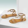 imageTrary Womens Lace Up Open Toe Strappy Sandals Ankle Wrap Flat Dressy Tie Up Summer FootwearBrown