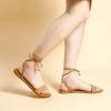 imageTrary Womens Lace Up Open Toe Strappy Sandals Ankle Wrap Flat Dressy Tie Up Summer FootwearBrown